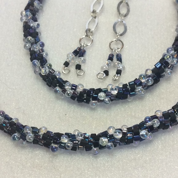 FINAL SALE PRICE Hand Created OOAK Blue, Black & AB Jewelry Set - Picture 3 of 6